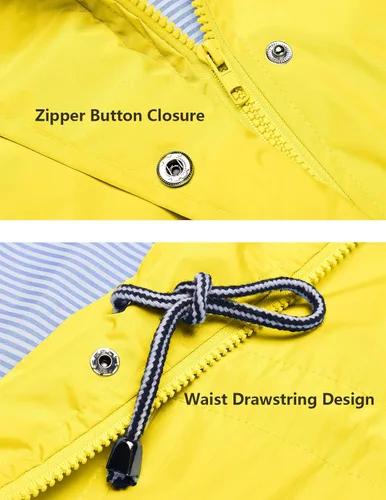 Vista 4 de Doreyi Chaqueta impermeable para mujer, con forro a rayas, ligera, impermeable al aire libre