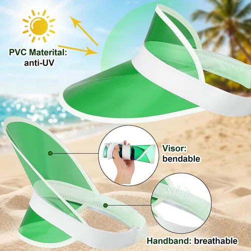 Vista 17 de Jiuguva Viseras de plástico unisex para el sol, gorra de póquer con protección UV para hombres y mujeres, deportes al aire libre, actividades