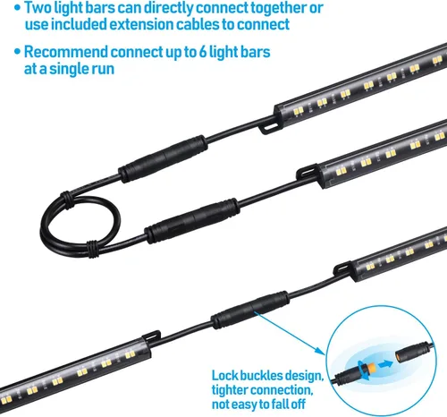 Vista 5 de TORCHSTAR kit de iluminación LED segura 3CCT, (6) barras de luz conectables de 12 pulgadas, sensor de movimiento, 3000K/4000K/5000K seleccionables