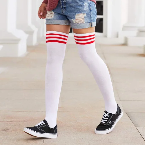 Vista 6 de Century Star Women's Casual Athlete Striped Over Knee Thin Thigh High Tights Long Stocking Socks