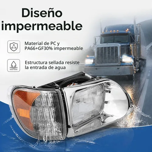 Vista 4 de High Soar Conjunto de faros LED para International 5900 9200 9400, faros delanteros de luz alta y baja, proyector de señal de giro de repuesto