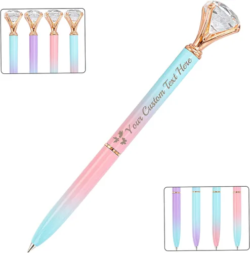 Vista 28 de STREADVE 12 bolígrafos personalizados con nombre, bolígrafo de diamante personalizado, grabado gratis, logotipo, texto, escritura suave, regalos