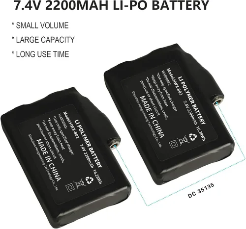 Vista 2 de Baterías recargables de polímero de litio de 7.4 V 2200 mAh – Baterías recargables de iones de litio para rodilleras calentadas, guantes