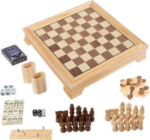 Vista 12 de Ajedrez, Checker y Backgammon de madera deluxe Set, color café