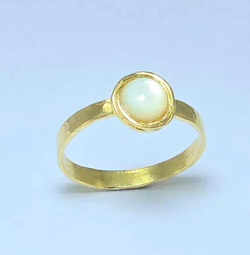 Vista 40 de Anillo de oro de piedras preciosas, anillo de piedra chapada en oro de 14 quilates, anillo de piedra apilable, anillo de oro de piedra pequeña