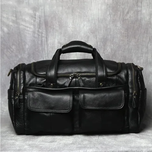 Vista 3 de Ztimi Men's Hand Luggage Bag Travel Bag Genuine Leather Large Capacity Single Shoulder Messenger