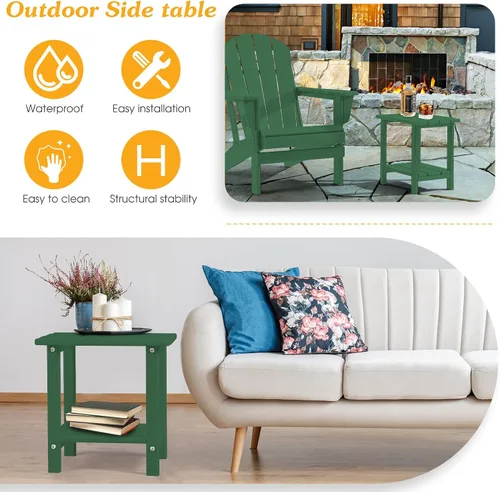 Vista 5 de Apolimi Adirondack - Mesa auxiliar para exteriores, mesa auxiliar de patio resistente de 2 niveles, resistente a la intemperie, mesa auxiliar sólida