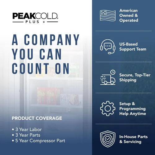 Vista 9 de PEAKCOLD + Refrigerador vertical de 1 puerta - Refrigerador comercial negro de 19.2 pies cúbicos de bajo consumo con puerta de vidrio
