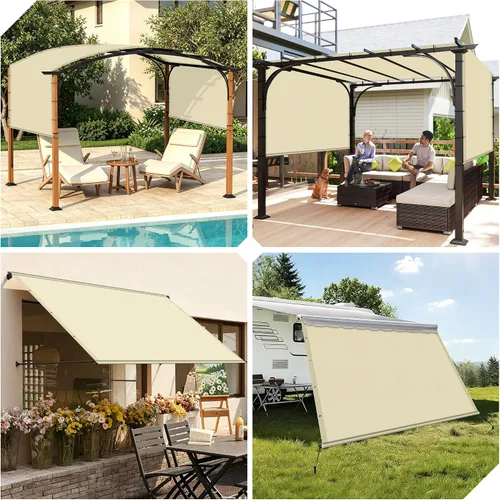 Vista 2 de Toldo de repuesto para pérgola de 8 x 12 pies, con varillas pesadas y ojales, bloqueo UV, paño para patio al aire libre, terraza, porche, patio Beige