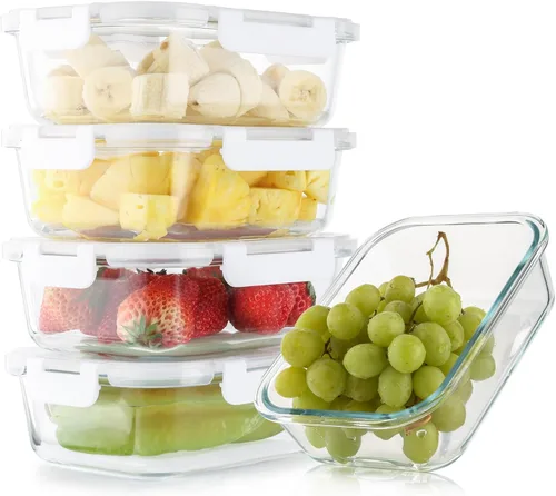 Vista 9 de Cuiselect - Paquete de 10 recipientes de 22 oz de vidrio para preparar comidas con tapas, recipientes reutilizables de vidrio para almacenar