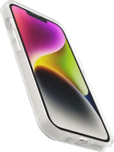 Vista 4 de OtterBox Funda para iPhone 14 y iPhone 13 Symmetry Series+, transparente, ultra elegante, se ajusta a MagSafe, bordes elevados para proteger