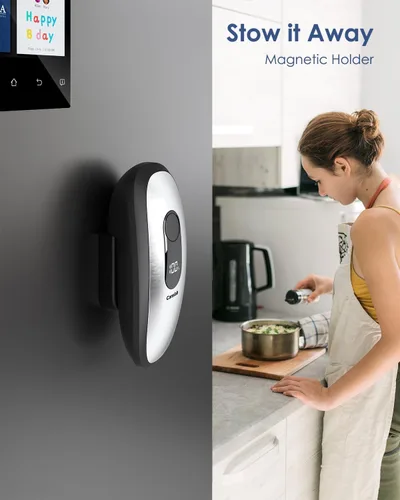 Vista 10 de Canslab Abrelatas eléctrico recargable IRON: fácil almacenamiento de montaje en pared, parada automática inteligente y pista de batería LED