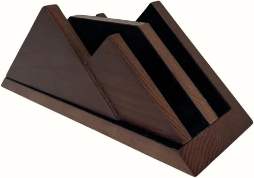 Vista 7 de Soporte vertical doble para laptop, 2 ranuras de madera, marrón oscuro (color nogal) - Soporte vertical para escritorio, MacBook Pro y Air