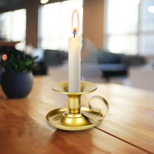 Vista 6 de Portavelas – 2 portavelas de hierro retro dorado para centros de mesa para bodas, fiestas, Navidad, decoración de mesa del hogar (dorado, 2 unidades)