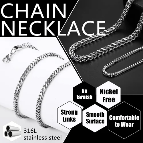 Vista 3 de FIBO STEEL 3-6 mm, collar de acero inoxidable estilo punk para hombres, 20-36 pulgadas