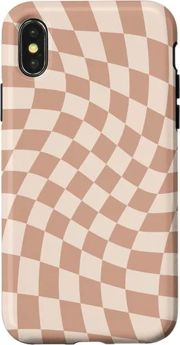 Vista 5 de iPhone 16 Beige Cream Twisted Checkered Swirl 60s 70s Aesthetic Brown Case