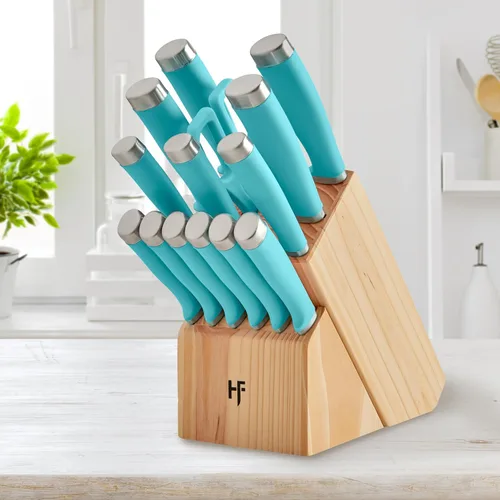 Vista 4 de Hampton Forge Epicure True Aqua - Juego de cuchillos (15 piezas)