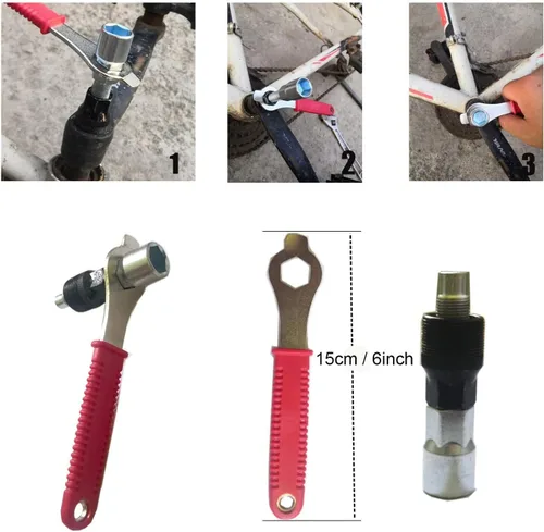 Vista 2 de YOUHO Extractor de manivela de bicicleta, kit de herramientas de reparación de llaves extractoras de manivela, cadena de rueda libre, herramienta