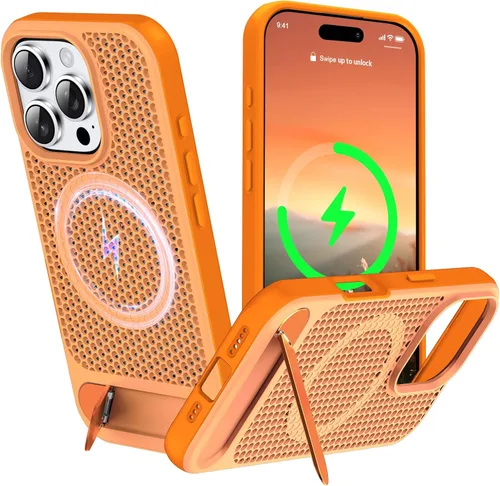 Vista 21 de Funda magnética de disipación de calor para iPhone 13 Pro Max, para MagSafe, protección contra caídas Coolingf, funda con función atril ajustable
