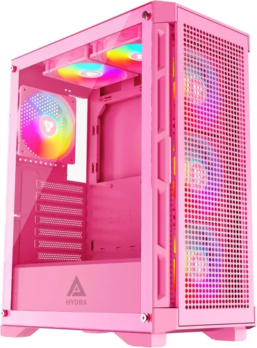 Vista 12 de Apevia Eclipse-BK Eclipse Carcasa de PC de Torre Media para Juegos con 5 Ventiladores ARGB de 120mm, 366 Modos de Luz RGB, Diseño Minimalista