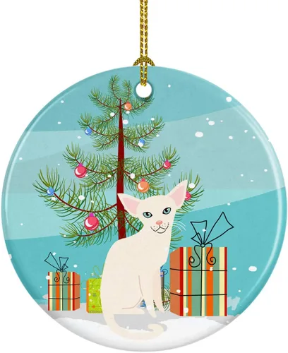 Vista 22 de Caroline's Treasures Árbol de Navidad de gato asiático, adorno de cerámica para colgar en el árbol de Navidad, decoración para el hogar, Navidad