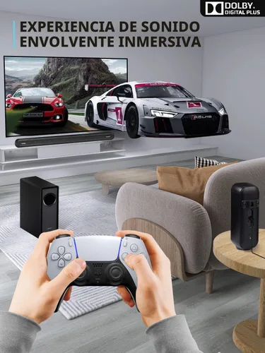 Vista 5 de Barra de sonido de 5.1 canales con audio Dolby, barras de sonido para TV, subwoofer inalámbrico y altavoz trasero, Dolby Digital Plus, Bluetooth