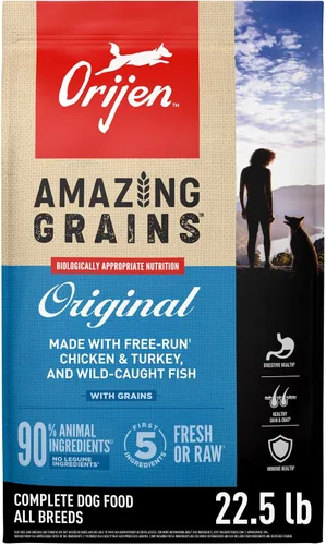 Vista 10 de ORIJEN Amazing Grains Comida seca para perros con alto contenido de proteínas Fit & Trim Recipe Bolsa de 4 libras WHOLEPREY Ingredients, Made in