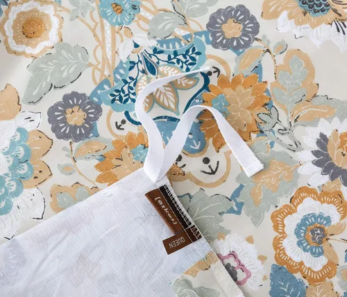 Vista 5 de Eikei Home Damasco Medallion - Juego de funda de edredón de lujo con estampado Paisley bohemio, 400 hilos, algodón egipcio, satén, vibrante