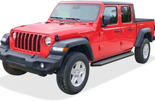 Vista 6 de HD Ridez Estribo de estilo plano de 6 pulgadas, color negro, compatible con Jeep Gladiator 2020-2026 Crew Cab (barras laterales laterales)