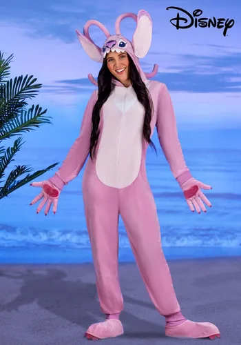 Vista 2 de Disney - Disfraz de ángel Lilo y Stitch para adultos, disfraz de ángel para mujer con capucha de personaje, guantes y fundas para zapatos