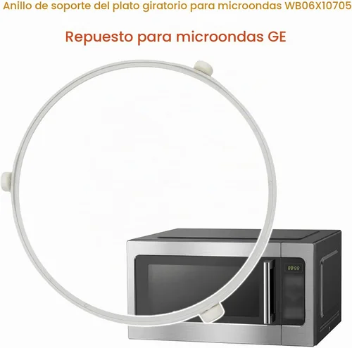Vista 3 de Anillo de soporte de placa giratoria de microondas de 9.5 pulgadas WB06X10705 para microondas GE con rodillos, bandeja de horno de microondas