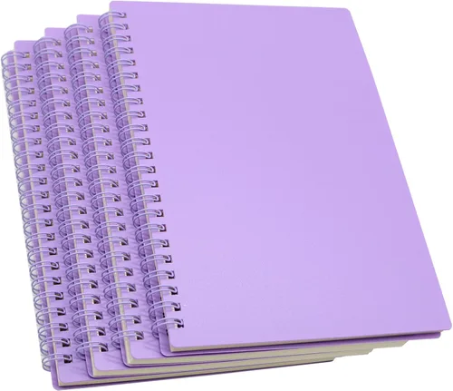 Vista 12 de Yansanido Cuaderno de espiral, 4 unidades de papel cuadriculado de plástico grueso A5, 4 colores, 80 hojas, 160 páginas para estudio y notas
