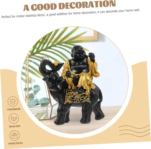 Vista 9 de ARTIBETTER Maitreya - Adornos de Buda para mesa, estatua de animal Feng Shui, estatua de elefante Fengshui, estatua de animales decorativos, estatua
