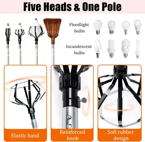 Vista 3 de Detachable Chandelier Light Bulb Changer, High Reach Pole to Change Lightbulbs in A Ceiling, Replace Light Bulbs Changing Rod(19ft/5.8m)