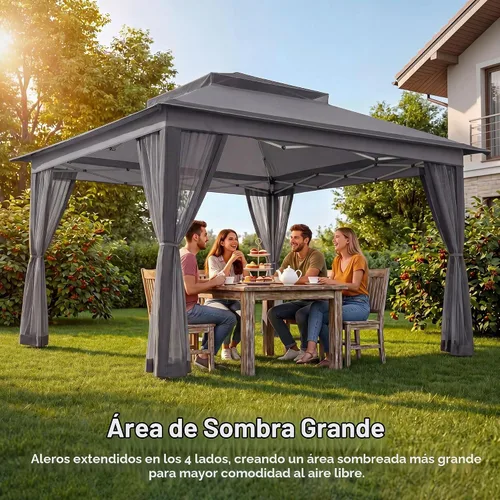 Vista 7 de LAUSAINT HOME Tienda de campaña con toldo desplegable de 11 x 11 pulgadas con mosquitera, color gris