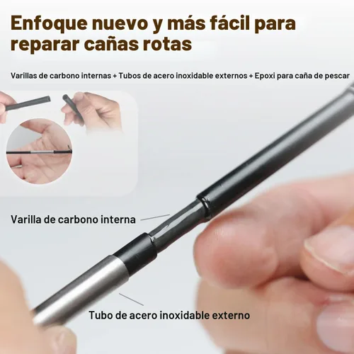 Vista 2 de Kit de reparación de caña de pescar completo, enfoque fácil y rápido para reparar caña de pescar rota con pegamento epoxi
