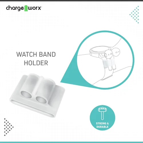 Vista 4 de Chargeworx Kit de accesorios de 6 piezas compatible con AirPods Funda de silicona a prueba de polvo, mosquetón, correa magnética para el cuello