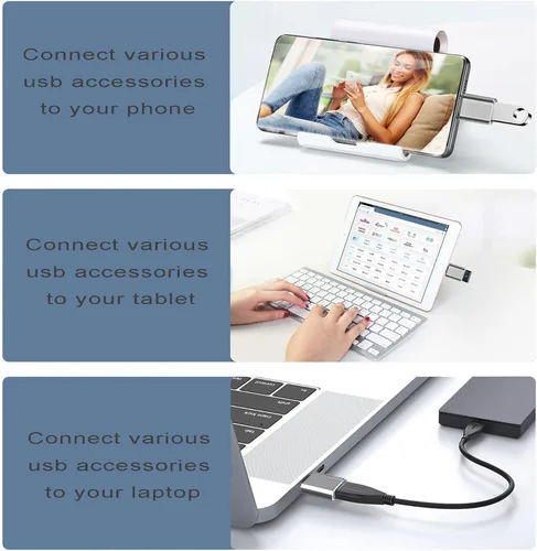 Vista 3 de Adaptador USB C a USB 3.1 Gen 2, 10Gbps USB a USBC, USB-C macho a USB 3.0 A hembra USB 3.2 Tipo C OTG convertidor para MacBook Pro Laptop PC iMac