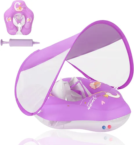 Vista 6 de LOOWARTS Baby Pool Float with Canopy and Safety Seat,Infant Swim Float & Pool Float & Baby Water Float & Swimming Floats UPF50+ UV Protection for