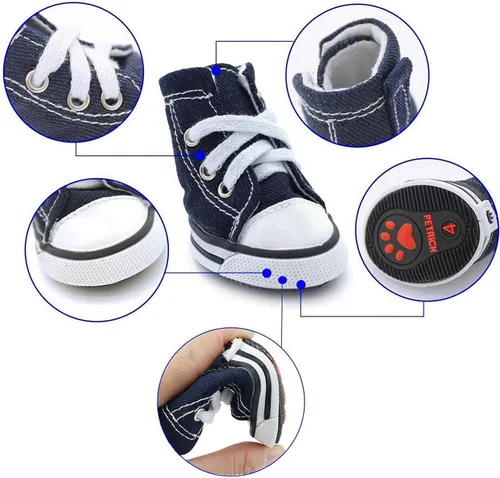 Vista 3 de Zapatos para perros y mascotas, zapatos deportivos de lona para cachorros, botas deportivas, antideslizantes, zapatos casuales para perros y gatos