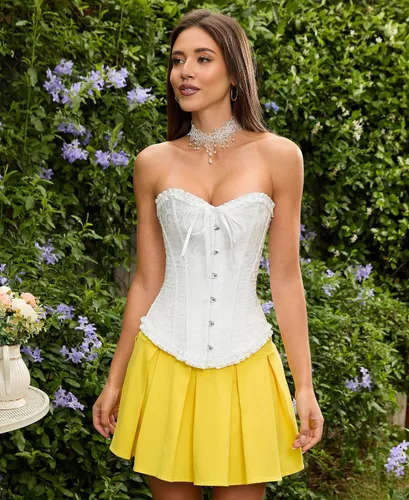 Vista 2 de SZIVYSHI Corsé para mujer, lencería moldeadora, body con cintura de encaje