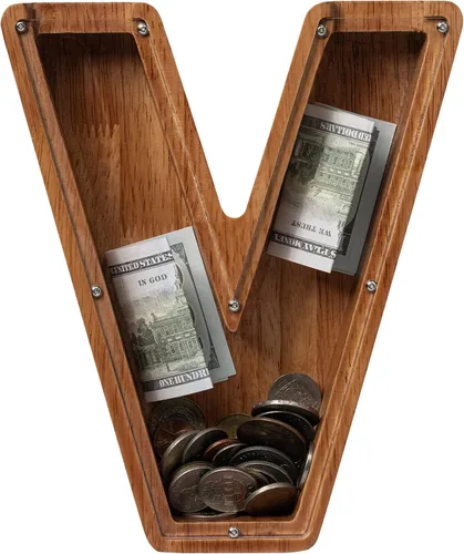 Vista 105 de Alcancía para niños y niñas, alcancía de madera con letra grande del alfabeto con inicial A, banco de monedas, regalos divertidos para cumpleaños