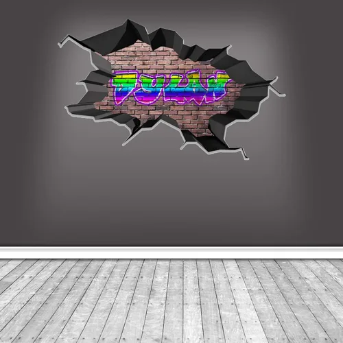 Vista 2 de Calcomanía de pared con nombre personalizado, graffiti 3D Arte personalizado vinilo decorativo adhesivo Removible Despegar y pegar Borde