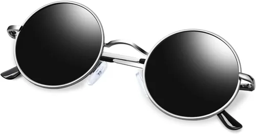Vista 21 de KANASTAL Gafas de sol redondas polarizadas para mujeres y hombres, estilo hippie con protección UV400