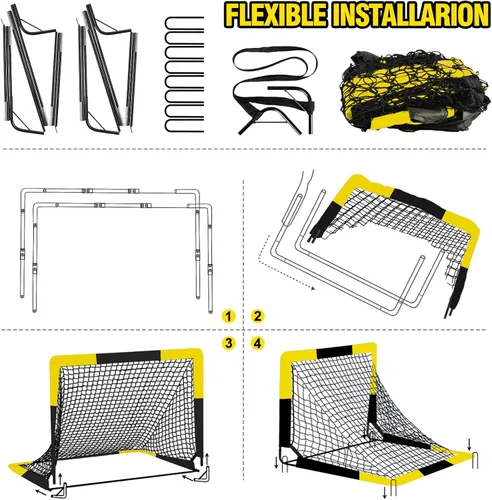 Vista 8 de Kid Soccer Goal and Soccer Ball Targets Set - 6x4 / 4X3 ft Backyard & Indoor Soccer Goal, Portable Pop Up Soccer Net with Soccer Targets, Cones