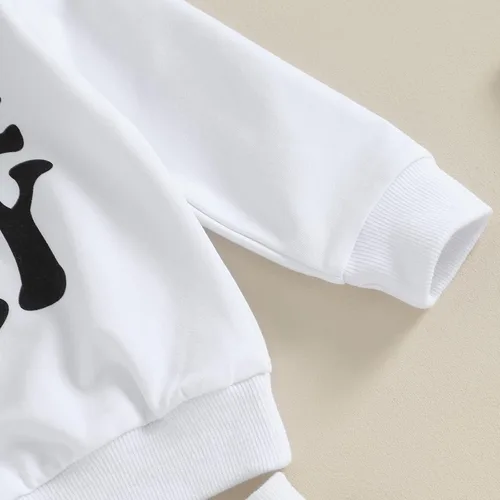 Vista 3 de CIYCUIT Conjunto de 3 piezas de sudadera de margaritas + pantalones + diadema, ropa infantil de otoño e invierno