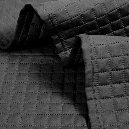 Vista 4 de Alpha Home - Colcha de cama ligera y acolchada, diseño de cuadros., Microfibra, Negro, Full/ Queen