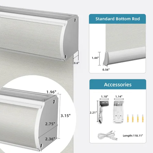 Vista 6 de SmartWings Persianas Motorizadas de Filtrado de Luz, Trabajan con Matter Homekit Z-Wave Zigbee Alexa Google, 50% Blackout Sin PVC Persianas Perla