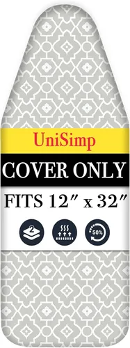 Vista 42 de UniSimp Funda y almohadilla para tabla de planchar de 15 x 54 pulgadas, algodón natural extra grueso, acolchado resistente a las manchas y a