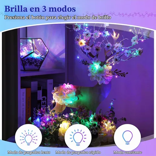 Vista 3 de Hortsun - 20 paquetes de luces de hadas que funcionan con pilas, 3 modos de velocidad, 2 m / 7 pies, 20 luces LED, mini luces de cadena
